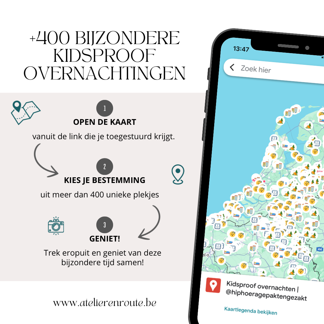 Meer dan 400 bijzondere kidsproof overnachtingen door HipHoera gepakt & gezakt Google Maps kaart