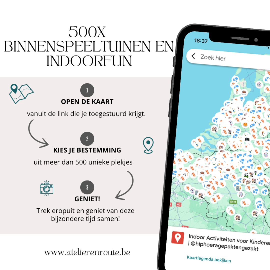 Meer dan 500 binnenspeeltuinen en indoorfun met kinderen door HipHoera gepakt & gezakt Google Maps kaart