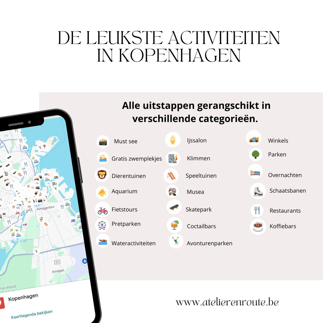 Kindvriendelijke overnachtingen en gezinsvriendelijke hotels in Kopenhagen weergegeven op een Google Maps-kaart