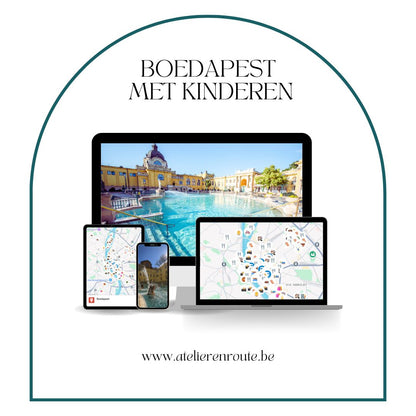 Google Maps-kaart met kindvriendelijke activiteiten in Boedapest, inclusief musea, parken en avontuurlijke speelplekken voor gezinnen.