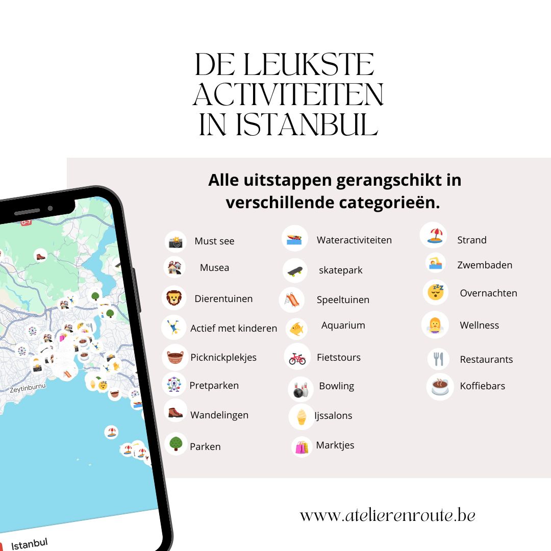 Kindvriendelijke overnachtingen en gezinsvriendelijke hotels in Istanbul weergegeven op een Google Maps-kaart.