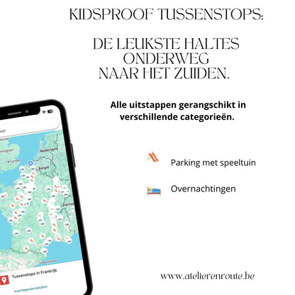Google maps kaart, leukste haltes naar het zuiden. 
