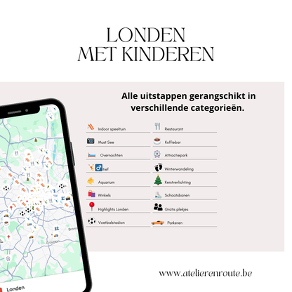 Google Maps kaart van Londen op smartphone, ideaal voor gezinnen om makkelijk van stop naar stop te navigeren tijdens een citytrip