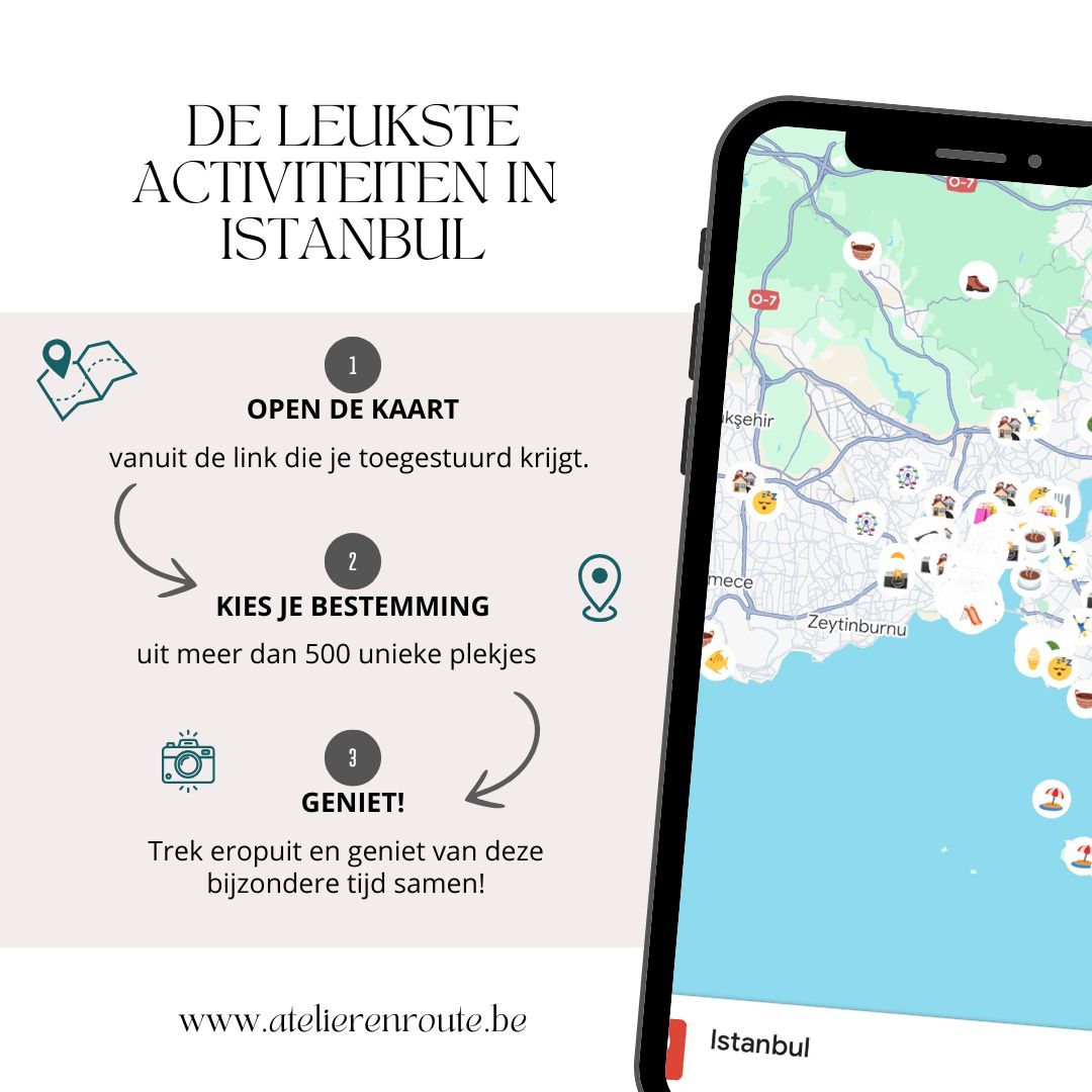 Overzicht van kindvriendelijke restaurants, cafés en ijsplekken in Istanbul op een interactieve Google Maps-kaart.
